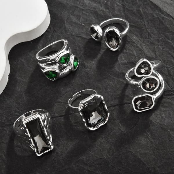 Minimalist Rhinestone Åben Ring til Kvinder Mode Geometri Justerbar A6