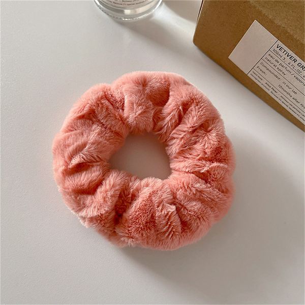 Winter Warm Soft Hair Scrunchies Dame e Plush Elastic Multicol Orange