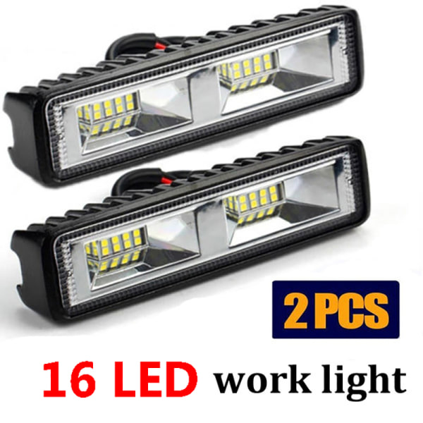 2 kpl 6 tuuman LED-työvalon kohdevalotanko Auton maastoautolla ajaminen 16LED 2PCS