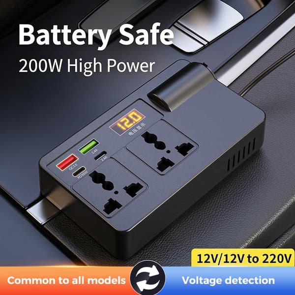 1 stk. bilstrømomformer 12V/24V til AC 220V Praktisk lighter A A1