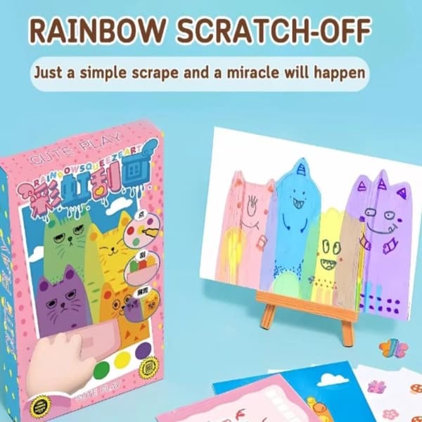 35 stk. Squeegee Art Barnemalesett Rainbow Scratch