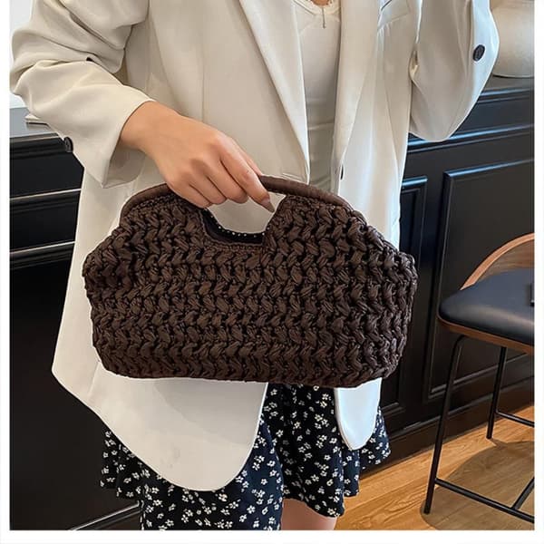Mode Strå Clip Skal Clutch Taske Til Kvinder Designer Papir Wo A