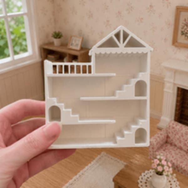 Vit Flerplans Trapphus Villa Displayhylla