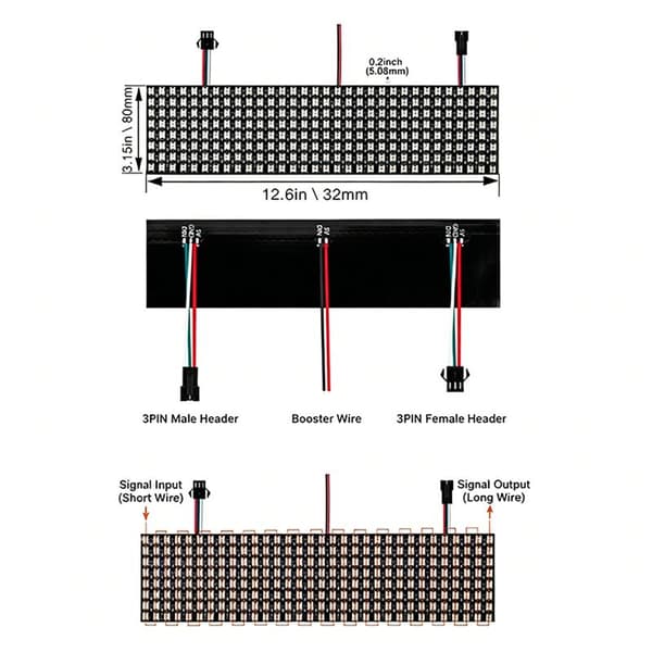 WS2812B Smart Pixel Module Matrix-paneeli 8x8 16x16 8x32 LED Digi B
