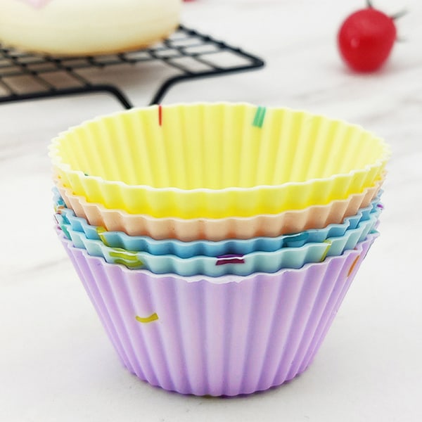 Silikoneform Cupcake Genanvendelige kageforme Muffinbagning DIY Kit F