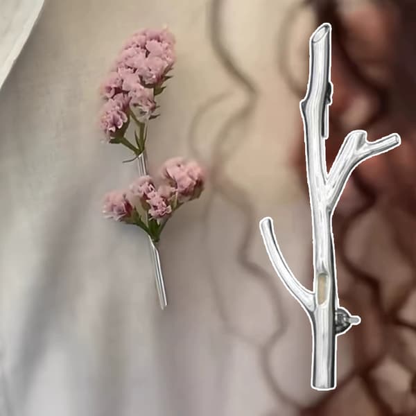 Grenformet blomsterindsats broche DIY tøj corsage med ind A2