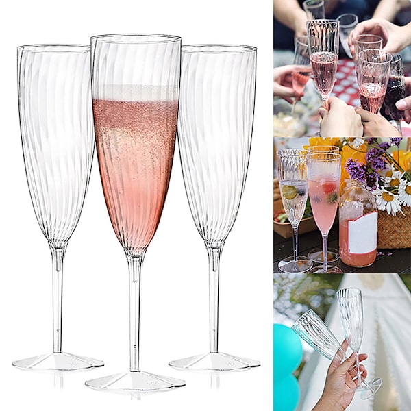 1/8 STK Plast Champagne Glas Flutes Engangs bryllupsfest 8PCS