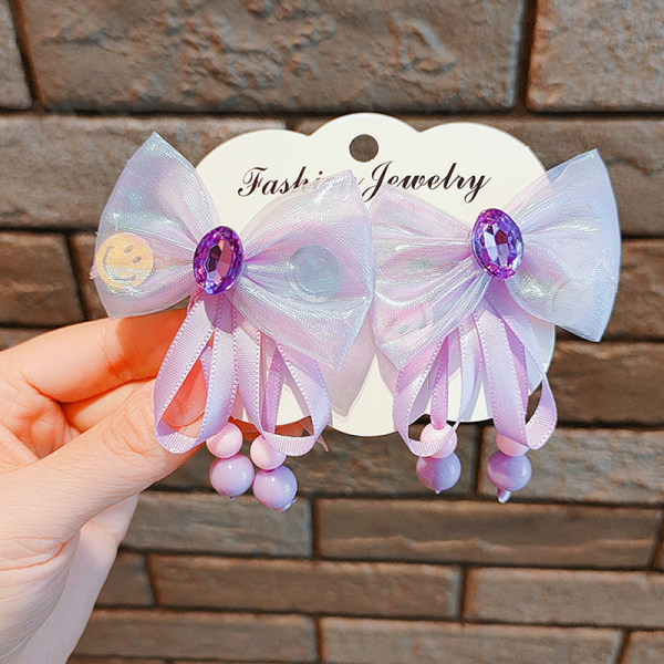 Butterfly Ribbon -hiusklipsit tytöille No Harm Baby Diamond Hair Purple