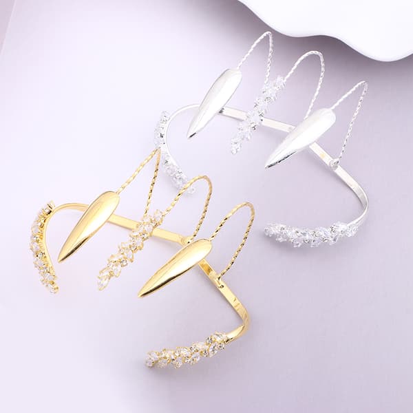 Boho Löv Zirkon Palm Manschett Armband Kvinnor Justerbart Mode Ba Silver