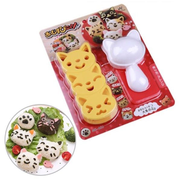 1 sett e Smile Cat Sushi Risform Dekor ter Sandwich DIY-verktøy