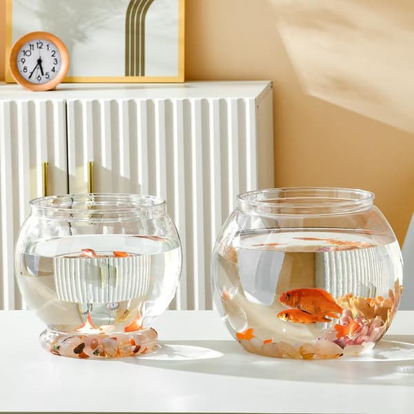 Transparent Rund Prydnadsfisk Tank Bärbar Guldfisk Liten A3