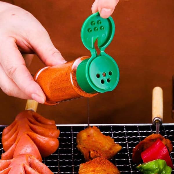 5-delad plastkryddsaltpepparkvarn kryddburk BBQ Condime Green