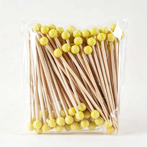 100 st engångs bambufruktspett med säkra tecknade mönster A 100PCS