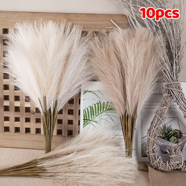 10 enheder/parti 55 cm blomsterrør simuleret kunstig pampasgræs Yellow 10pcs