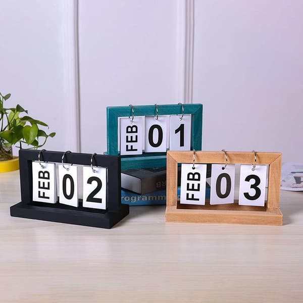 Träkalender, evig, enkel design, hem, arbetsrum, sovsal A2