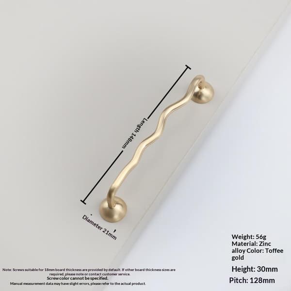 Bølgete skapdørhåndtak i sinklegering, rustbestandig, elegant design A2