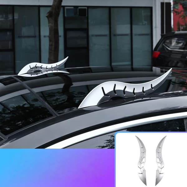 2 st bil 3D drakhorn takdekor biltillbehör med 3D oxh Black