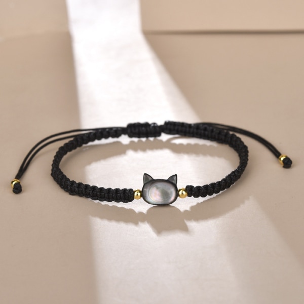 Ins Style e Cat Braided Bracelet Simple Fashion Black Rope Wove White