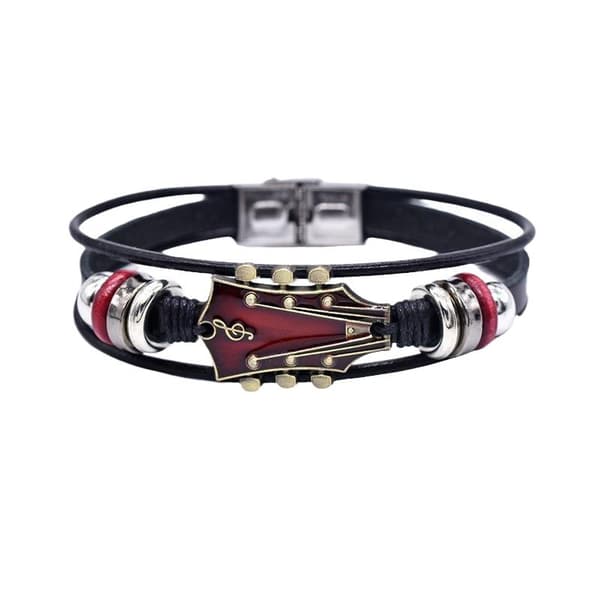 Retro PU-läder gitarrarmband Punk Rock Musik Gitarr Handgjort Red
