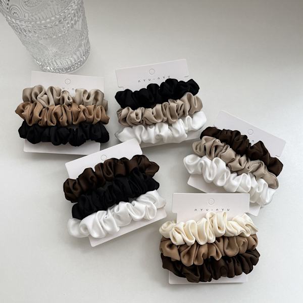 3 Stk/sæt Silke Scrunchies Elegant Tyndtarm Hårreb Fren A1