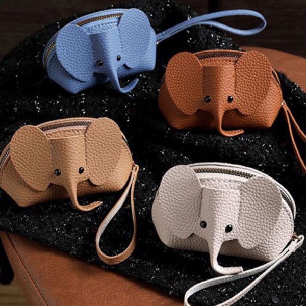 Läder Elephant Zero Wallet Kreativ kortväska för kvinnlig förvaring Z Blue