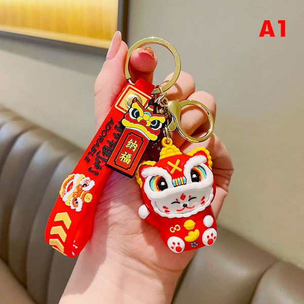 Creative Keychains 2022 New Year of the Tiger Lucky Cat hängsmycke Red