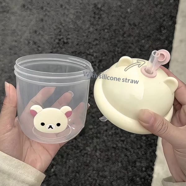 1 stk Kawaii Rilakkuma plastik sugerørskop e studerende mælkekop tons A1
