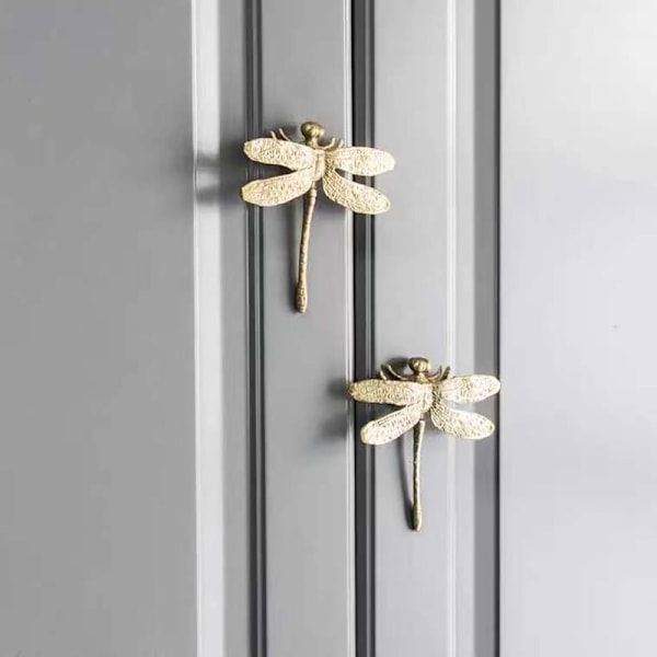 Messing Dragonfly Håndtak Enkelt Nordisk Skap Gull Ren Kobber D