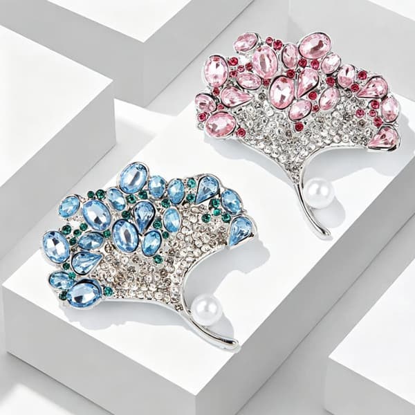 Luksus Ginkgo Blad Brocher Til Kvinder Unisex Rhinestone s Blomst A1