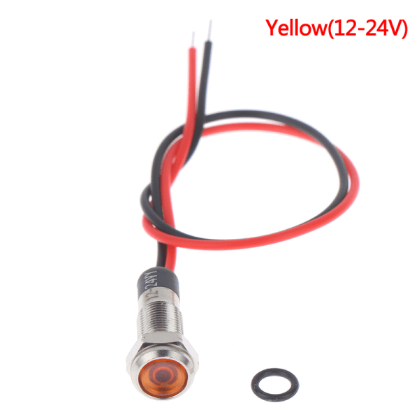 P67 Vanntett 6 mm LED varsellampe i metall 8(Yellow 12-24V)