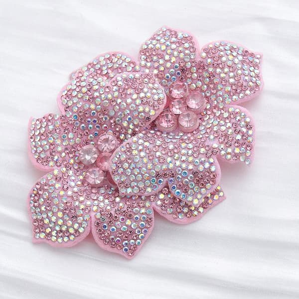 Rhinestone Blomst Flad Hotfix Applikation Til Tøj Sko DIY C A5