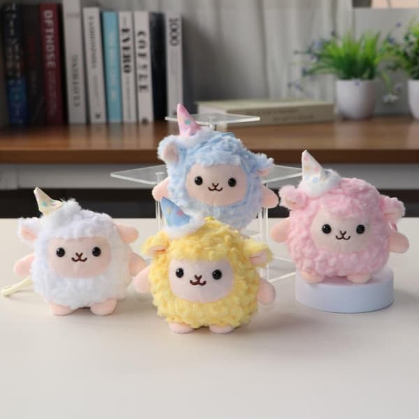 Tecknad Anime Mini Får Nyckelring Fluffig Mjuk Fylld Lamm Hänge A2