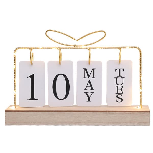 Vendekalender med lys til skrivebord Træ Evighedskalender A2