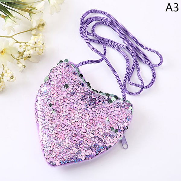 Kreativ paljettmyntpung Little Girl Messenger Love Shoulder A3