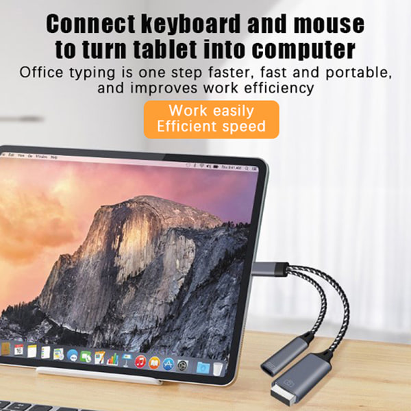 USB C OTG-kabeladapter 2 i 1 Type C til USB A-adapter med PD Gray