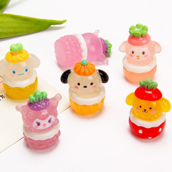 Sarjakuva Fruit Luminous Sanrio Gift Box Hehkuva Led Micro Landsc White