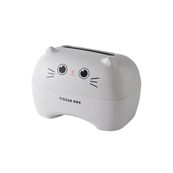 Kawaii Cat Teddy Bear Tissue Box Desktop Toiletpapirholder Ki White