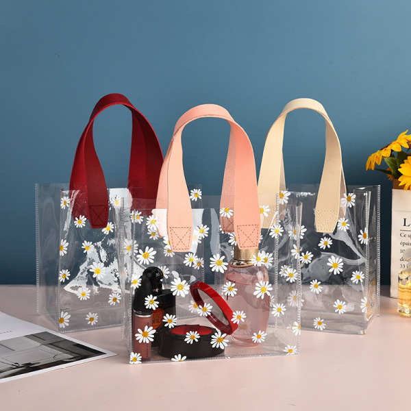 Gjennomsiktig Pvc Gift Tote Emballasje Bag Clear Daisy Plastic Han D S