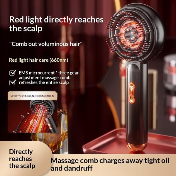 1 sæt elektrisk hovedæltende massagekam hovedbundsafslappende massager Black