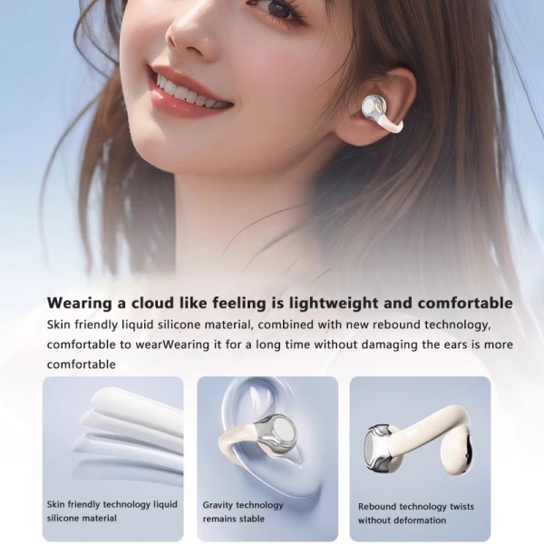 Hanging Ear Trådløs Bluetooth 5.3 Hodetelefoner Hodetelefoner Stereo White