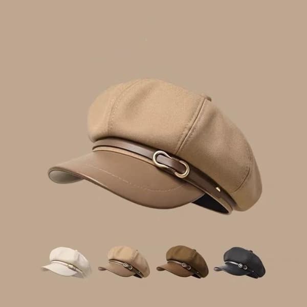 Vintage ensfarvet baret hat efterår og vinter mode maler Khaki A3