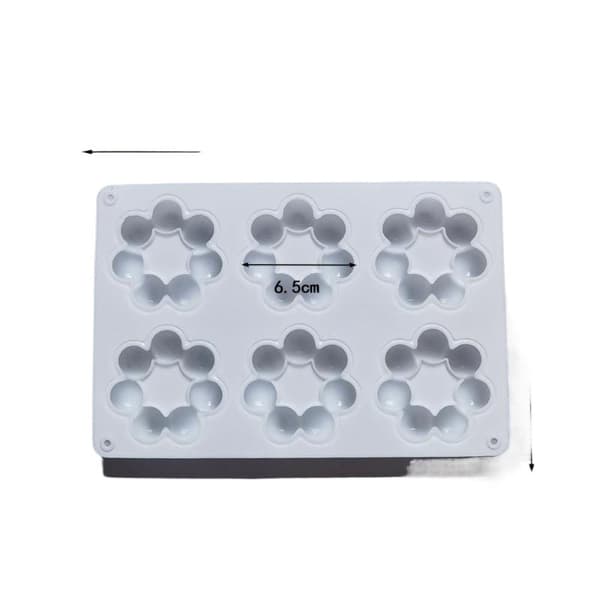Blomsterformet silikone donutform 3D fondant kage chokolade bagning White