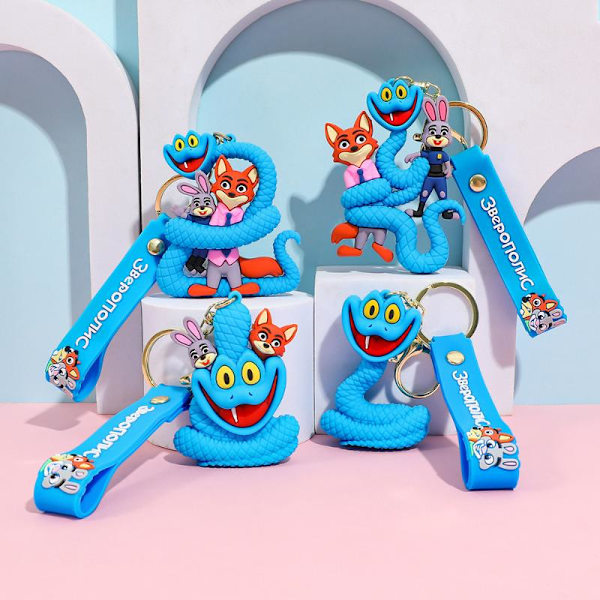 1/4 st tecknad Zootopia Gary nyckelring Kawaii blå orm PVC C A2