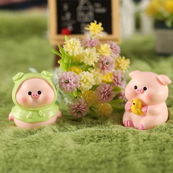 Mini e Pig Figurine Animal Model Moss Micro Landscape Home Deco A3
