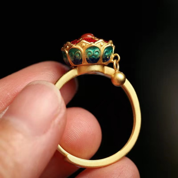 1Pc Retro Traditional Relief Ring Justerbar Fidget Ring 3