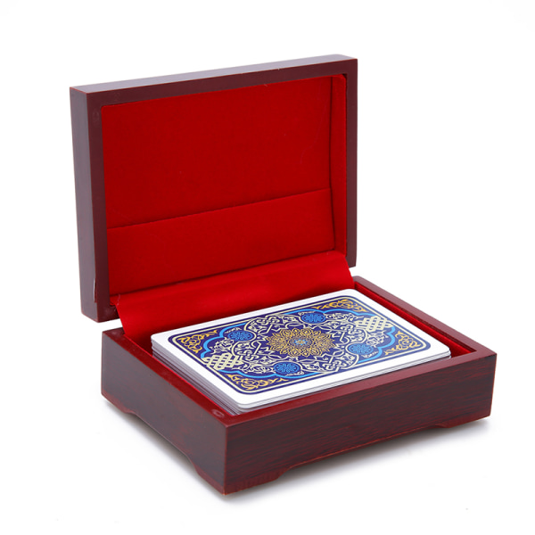 1 stk spillekortholdere Poker trææske erindringsmønter B Red