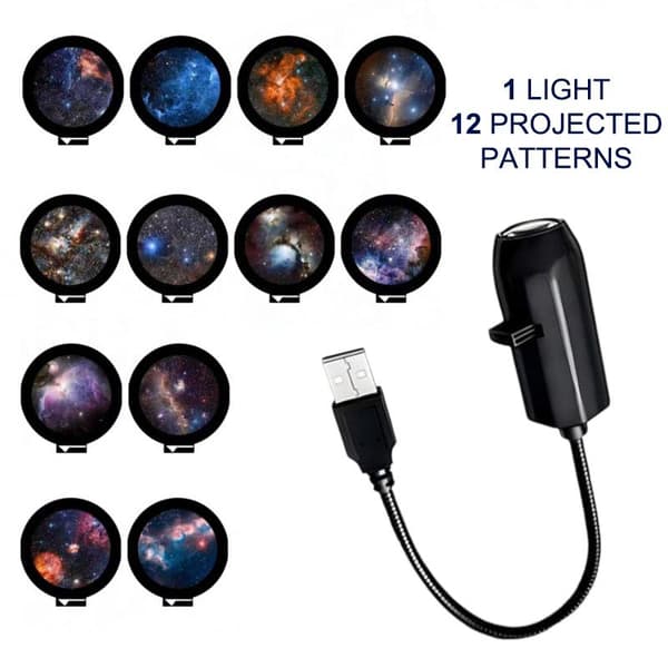 USB-projektorlampe Natlampe Roterbare scener Projektor til A8