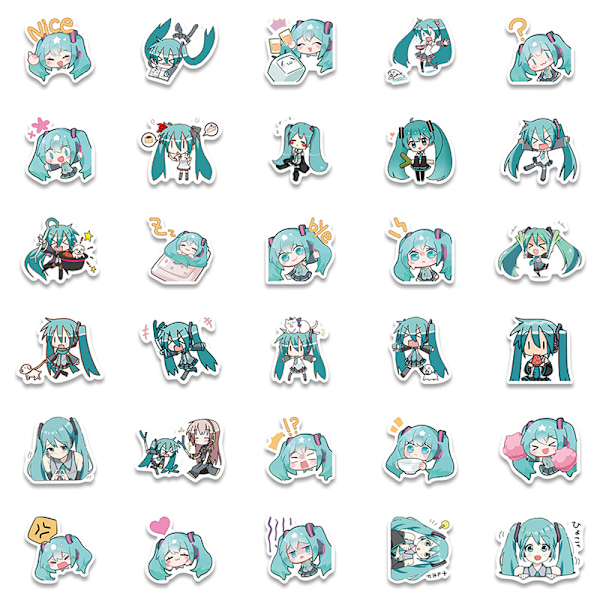 65 stk tegneserie Hatsune Miku Graffiti-klistremerker gitarkoffert La