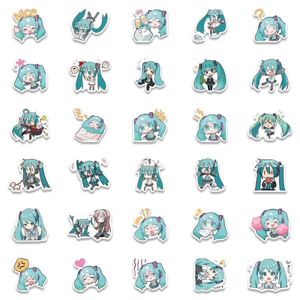 65st Tecknad Hatsune Miku Graffiti Stickers Gitarr resväska La