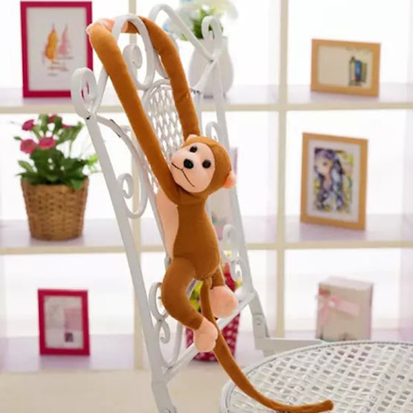 60cm Long Arm Tail Monkey Plush Animal Toy Decoration Valentine Dark brown